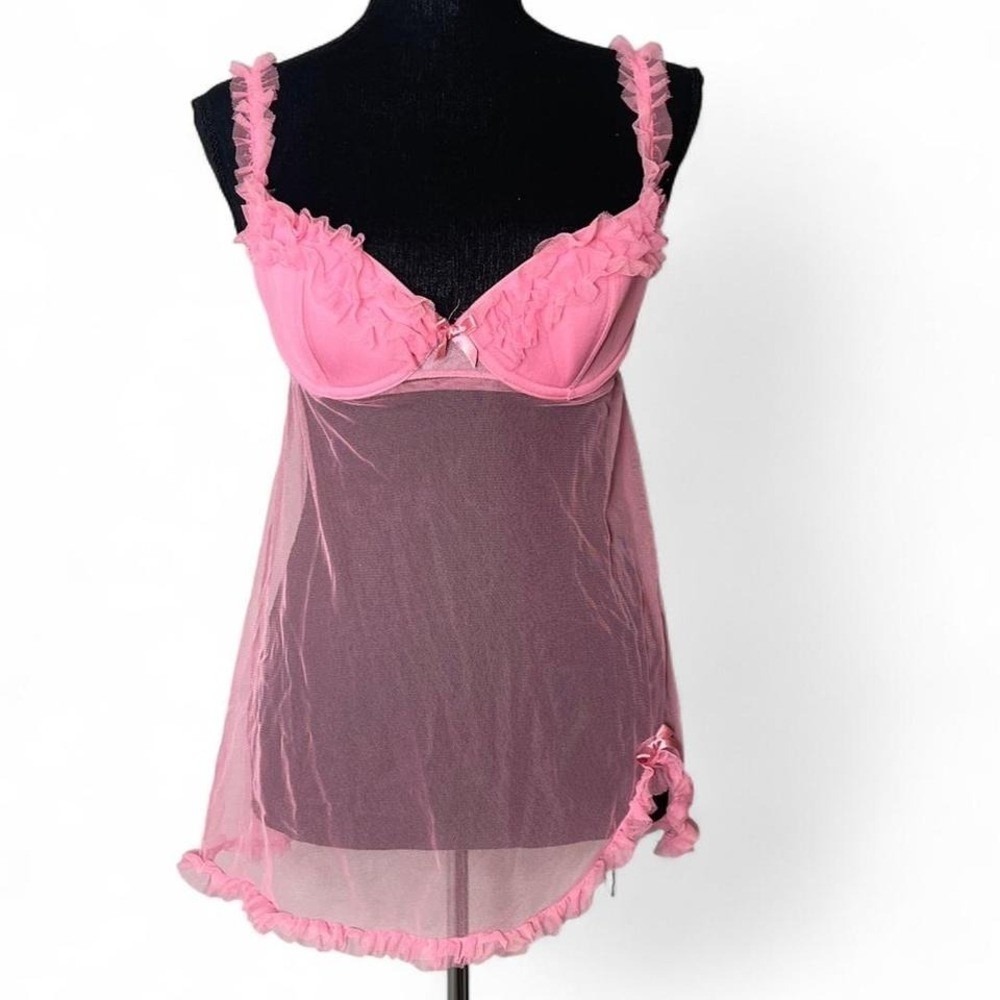 pink Victoria's secret ruffle babydoll lingerie slip